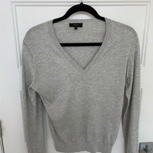 Theory Women's Light Gray V-Neck Sweater